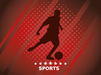 athletic man practicing soccer sport silhouette