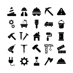 Construction icon set vector solid for website, mobile app, presentation, social media. Suitable for user interface and user experience.