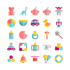 Baby Toys icon set vector flat for website, mobile app, presentation, social media. Suitable for user interface and user experience.