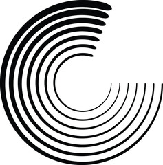 Lines in Circle Form . Spiral Vector Illustration .Technology round. Wave Logo . Design element . Abstract Geometric shape .