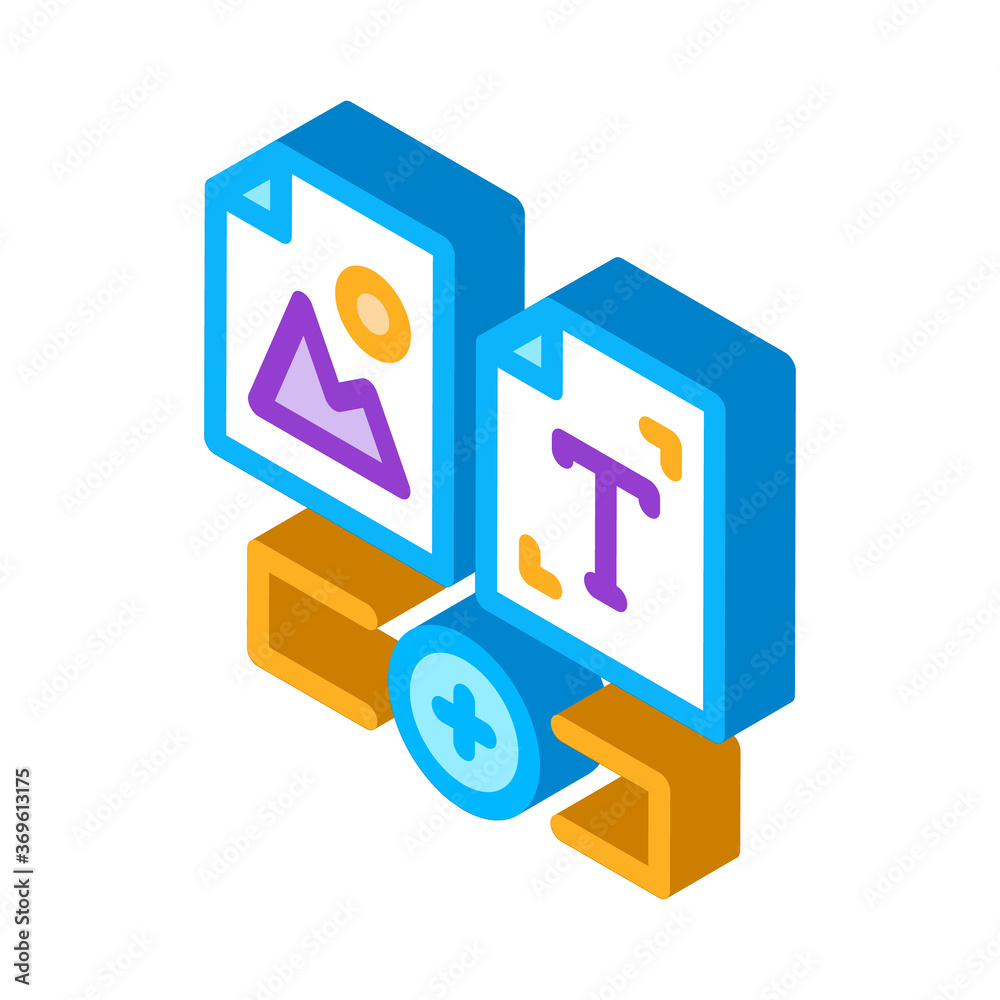 Poster web side image and text icon vector. isometric web side image and text sign. color isolated symbol i