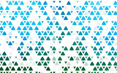 Light Blue, Green vector seamless cover in polygonal style. Triangles on abstract background with colorful gradient. Pattern for design of window blinds, curtains.