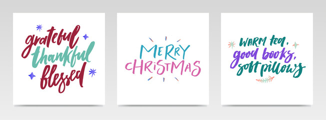 Christmas quotes letter typography set illustration.