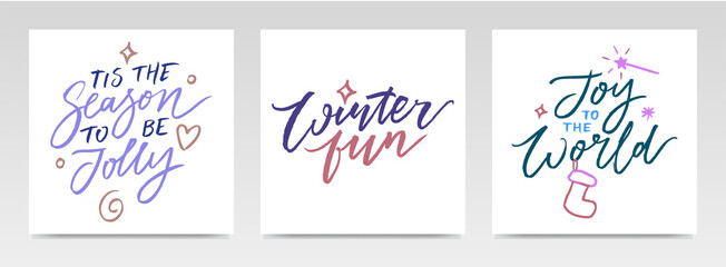 Christmas quotes letter typography set illustration.