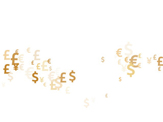 Euro dollar pound yen gold symbols scatter currency vector background. Commerce concept. Currency 
