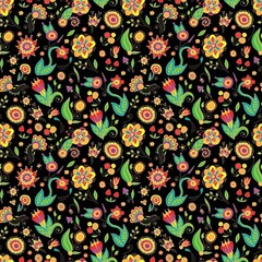 Seamless floral ornament pattern in ethnic style. Design for wallpaper, fabric, textile, packaging.	
