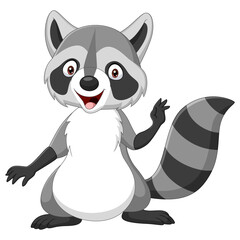 Cartoon happy raccoon isolated on white background © tigatelu