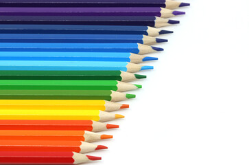 colored pencils on white background