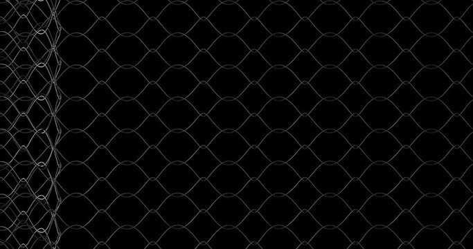 3d render with unwrapping roll of mesh fence on black background