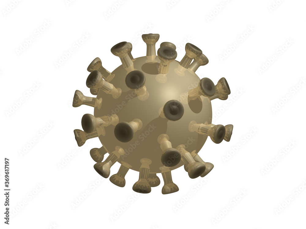 Fototapete gold corona virus illustration having sticky arms around the body with a uniform texture by 3d rende