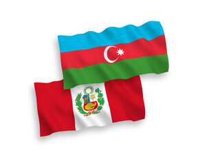 Flags of Azerbaijan and Peru on a white background