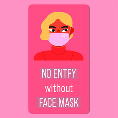 
Poster with a man prohibiting entry without a mask