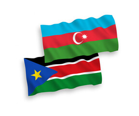 Flags of Azerbaijan and Republic of South Sudan on a white background