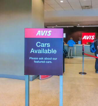Miami, Florida, USA - Aprile 28, 2018: The Avis rental car office at Miami airport