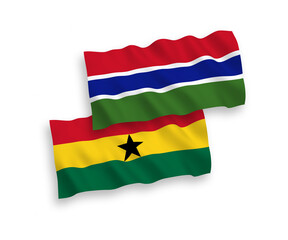 Flags of Republic of Gambia and Ghana on a white background