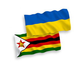 Flags of Zimbabwe and Ukraine on a white background