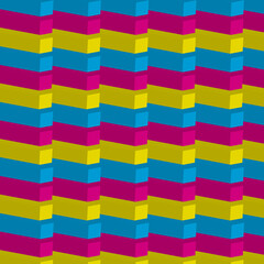 Geometric colorful texture, rows of volumetric bars, abstract multicolored background.