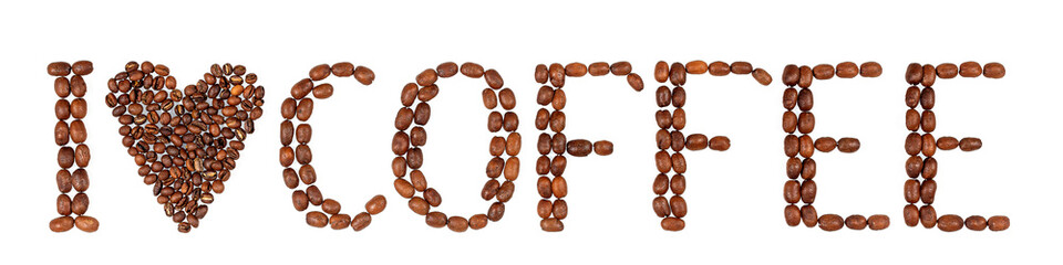 I love coffee from roasted coffee beans. I love coffee sign