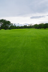 Golf Course with beautiful green field. Golf course with a rich green turf beautiful scenery.