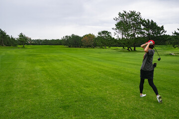 Golf Course with beautiful green field. Golf course with a rich green turf beautiful scenery.