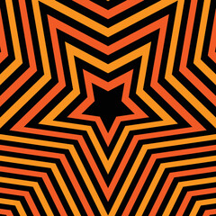 Abstract optical illusion background with a star. Black and orange. Vector.