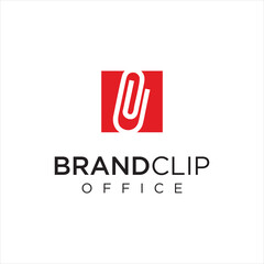 Square Clip Logo  Logo Idea Icon Design Stock Vector. Monogram Paper Clips Logo Design Business Capital Template. 