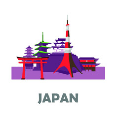 Naklejka premium Tokio Tower, Torii Gates,Pagoda