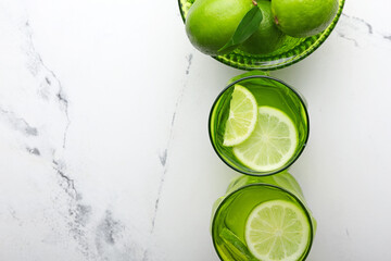 Fresh lime lemonade on table