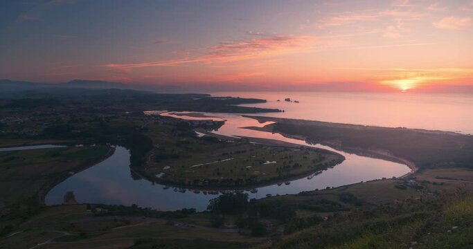 Mogro estuary form La Picota mountain, Cantabria, Spain.