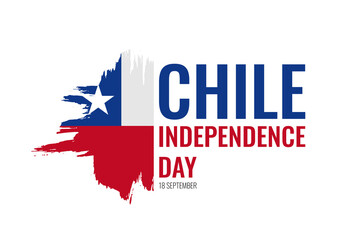 Happy Chile Independence Day greeting card, banner, poster design print. Chile flag grunge vector illustration on white background. South America national holiday. Vector illustration
