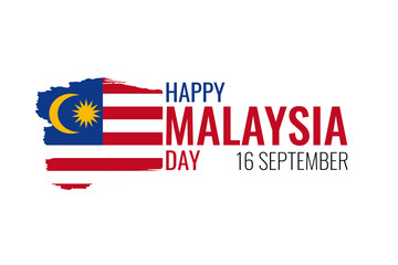 Happy Malaysia Day 16 september. Hand drawn ink brush Malaysia flag. Poster, banner, greeting card concept design. Vector illustration