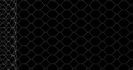 Render with unwrapping roll of mesh fence on black background