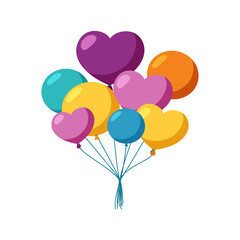 Fototapeta na wymiar Bunch of colorful balloons. Flying balloons for a party or celebration. Flat vector illustration isolated in white background