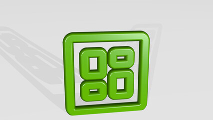 LAYOUT DASHBOARD stand with shadow. 3D illustration of metallic sculpture over a white background with mild texture. design and abstract