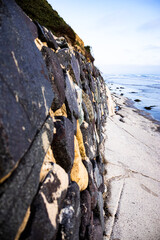 stone wall on beach