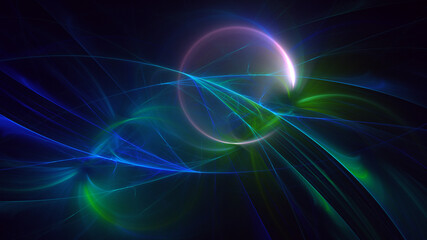3D rendering abstract blue fractal light background