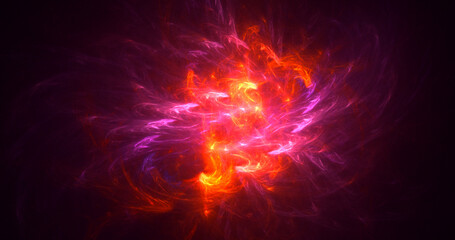 3D rendering abstract red fractal light background