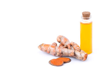 Turmeric oil isolated on white.
