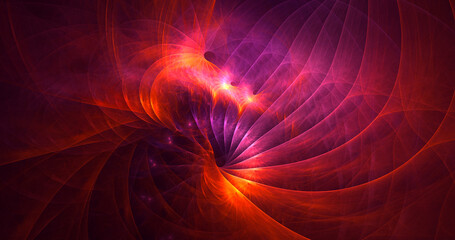 3D rendering abstract red fractal light background