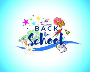 CONCEPT BACKGROUND FOR WELCOME BACK TO SCHOOL - VECTOR ILLUSTRATION 