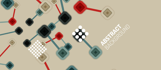 Abstract square dot connections, flat style multicolored geometric background for Wallpaper, Banner, Background, Card, Book Illustration, landing page or poster design