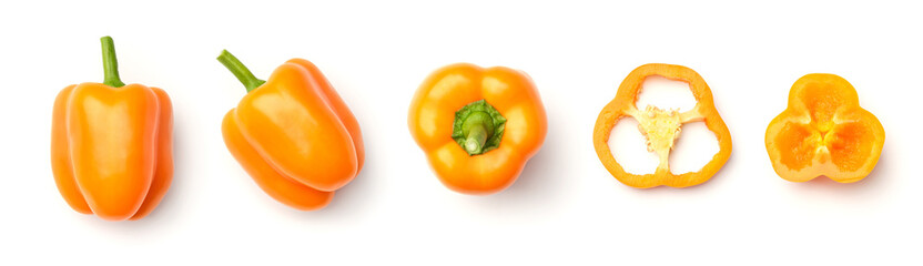 Collection of peppers isolated on white background