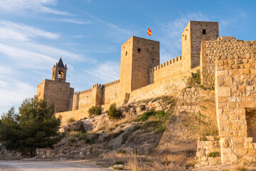 View of Old town of Antequera at dusk. Andalusia, Spain