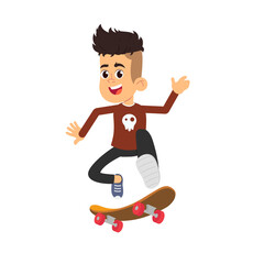 Boy with Skateboard - Vector
