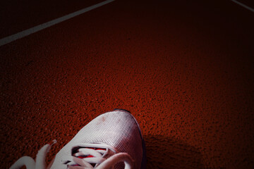 Running on athletics stadium. Run, move forward, track, future,...