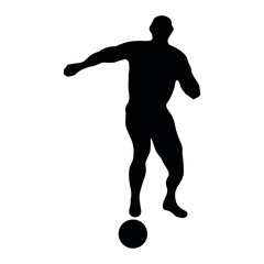 football soccer player running with ball vector silhouette 