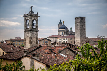 Naklejka premium Beautiful view of the Upper city of Bergamo. Lombardy, Italy