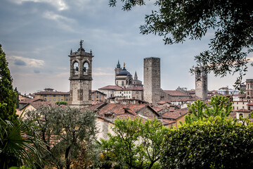 Fototapeta na wymiar Beautiful view of the Upper city of Bergamo. Lombardy, Italy