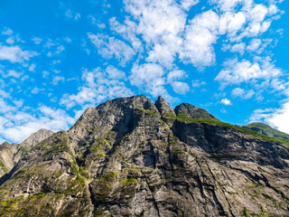 The mountains along the Geirangerfjord in Norway 