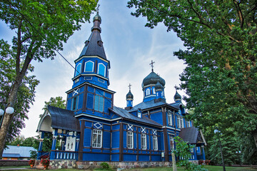 Fototapeta na wymiar Orthodox Church of the ,,Protection of the Mother of God`` in Puchły, Poland 